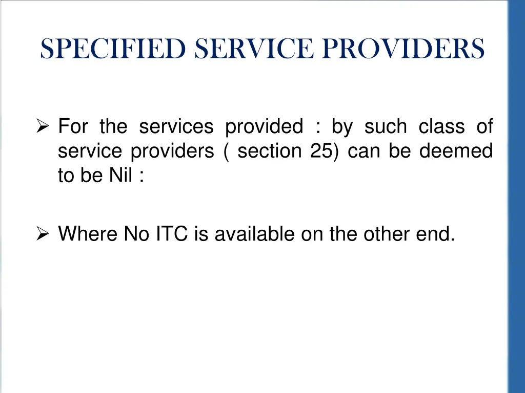 specified service providers
