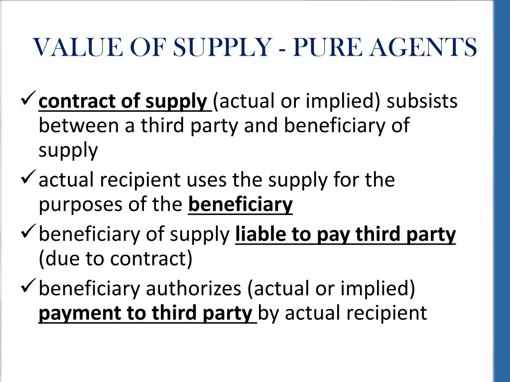 value of supply pure agents