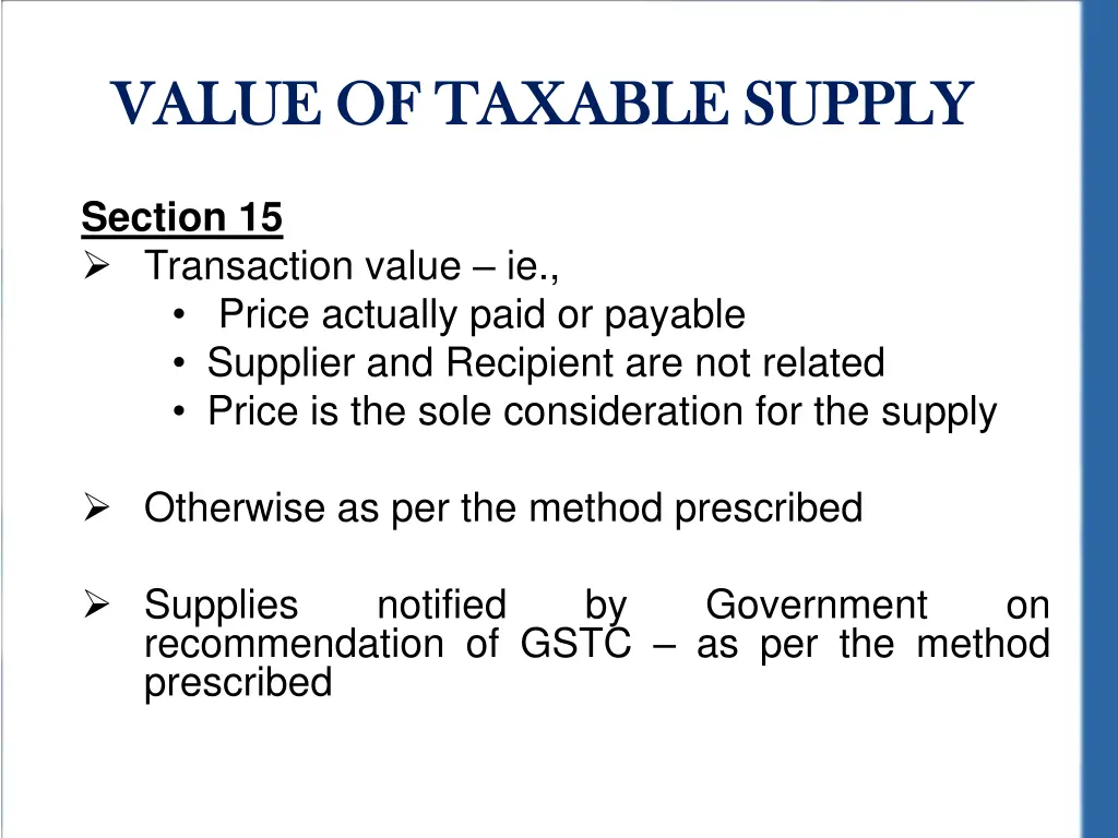 value of taxable supply value of taxable supply