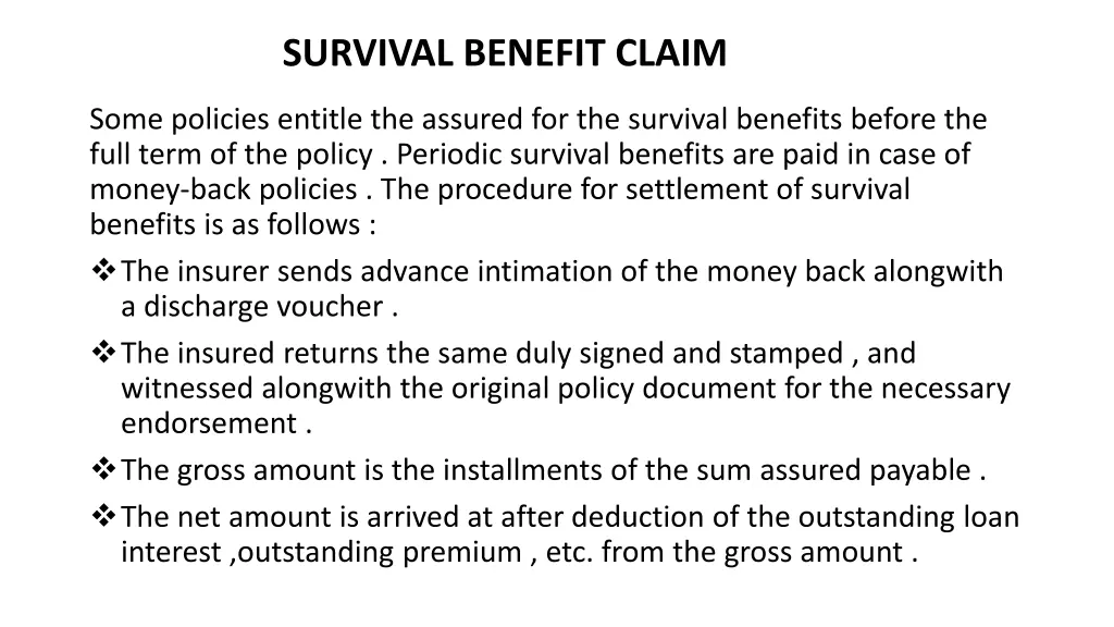 survival benefit claim