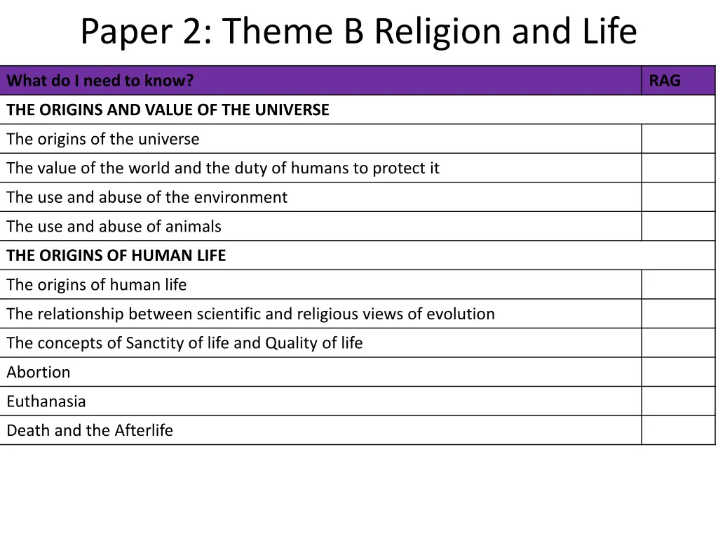 paper 2 theme b religion and life