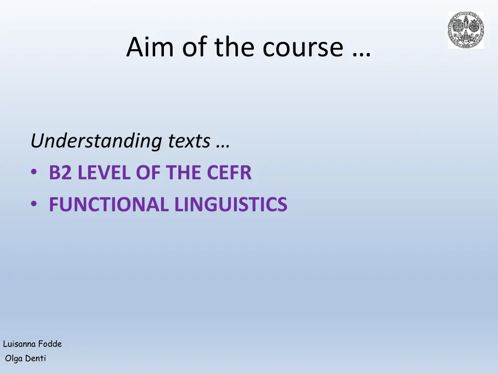 aim of the course