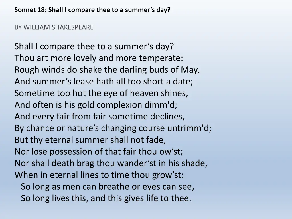 sonnet 18 shall i compare thee to a summer s day