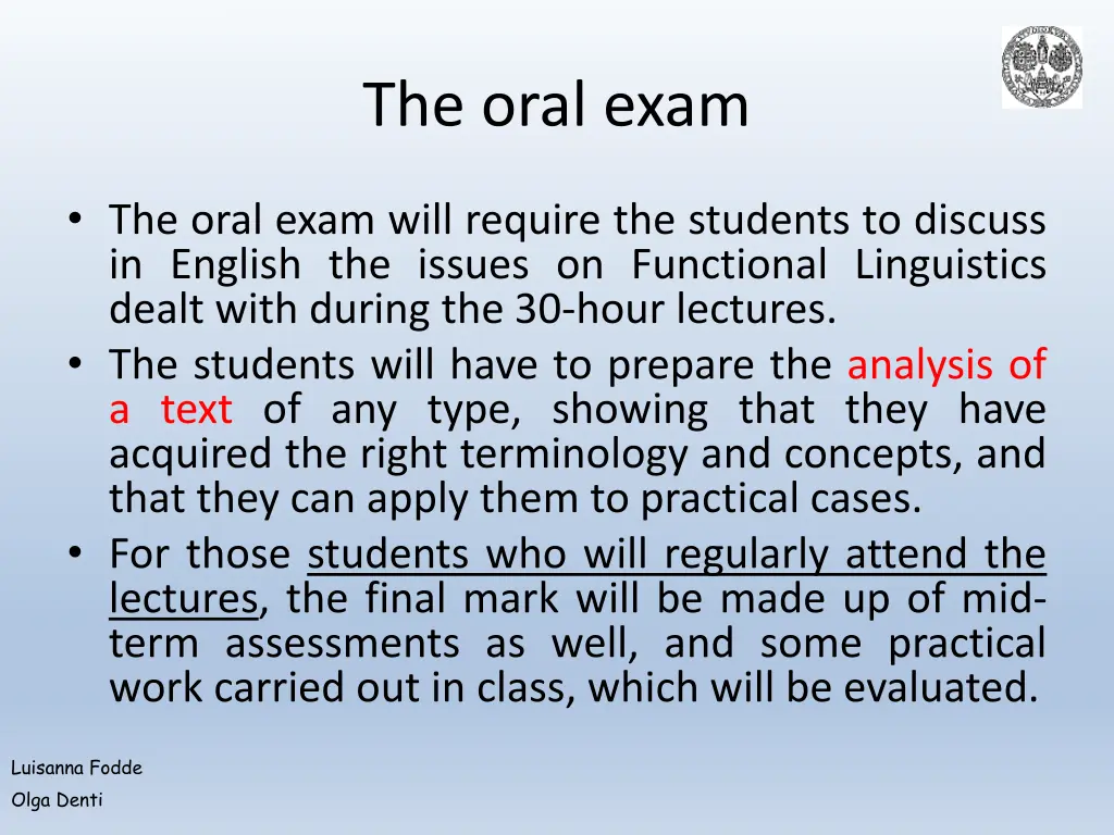 the oral exam