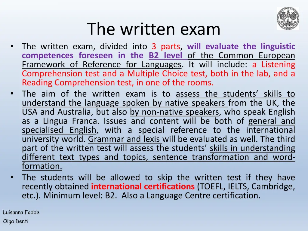 the written exam