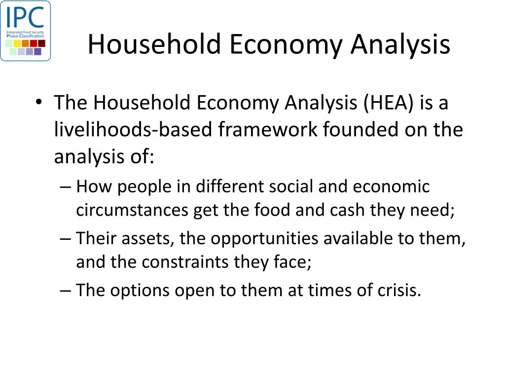 household economy analysis