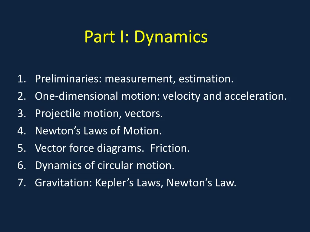 part i dynamics