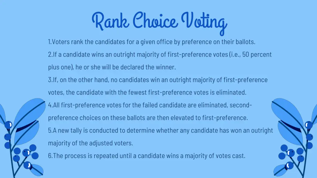 rank choice voting 1 voters rank the candidates