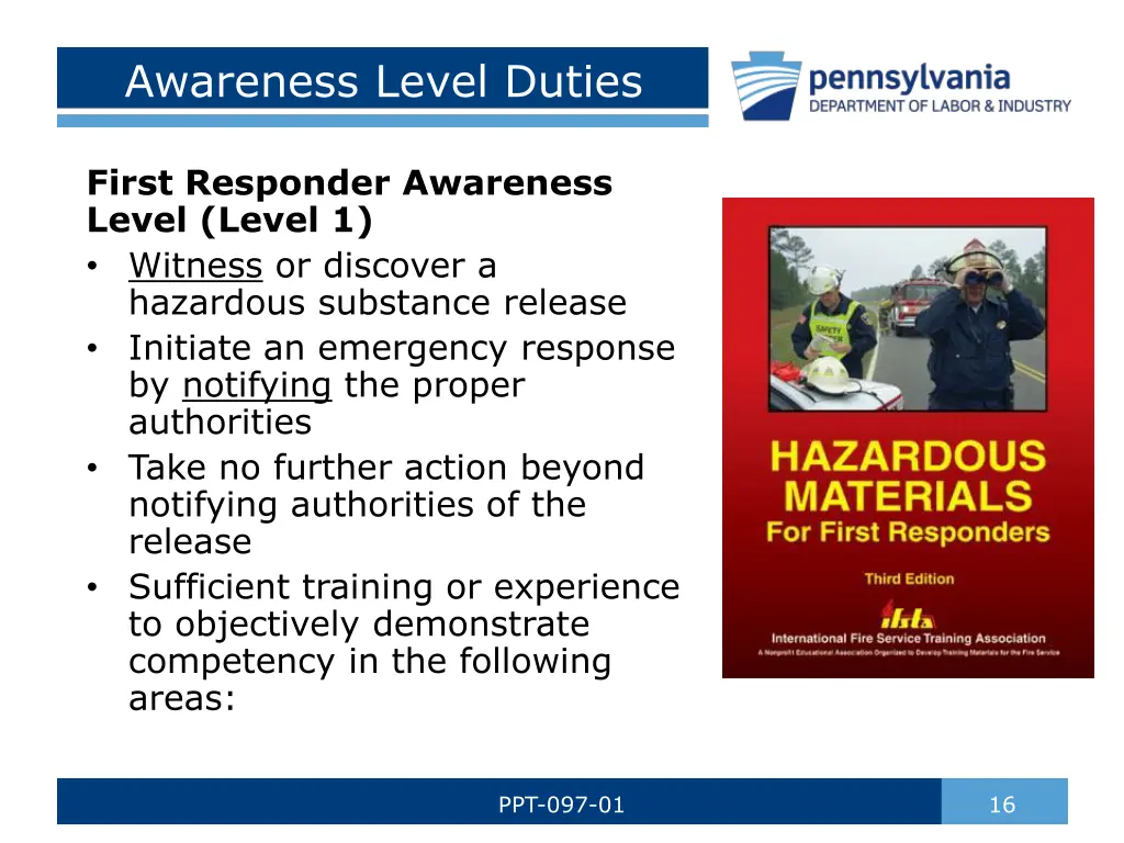 awareness level duties