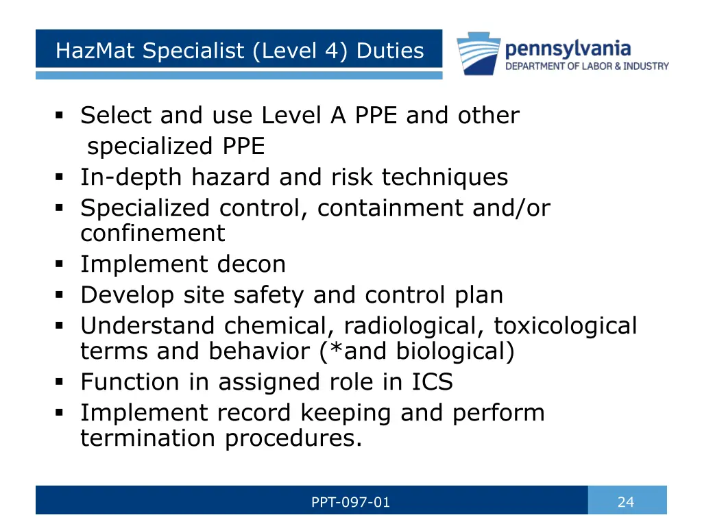 hazmat specialist level 4 duties 1