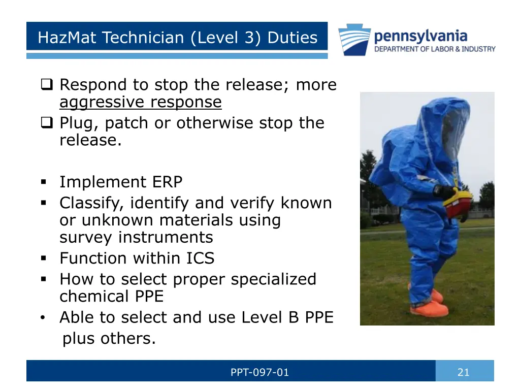 hazmat technician level 3 duties