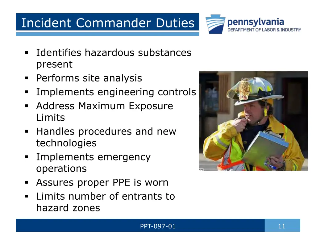 incident commander duties