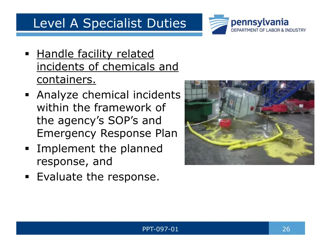 level a specialist duties