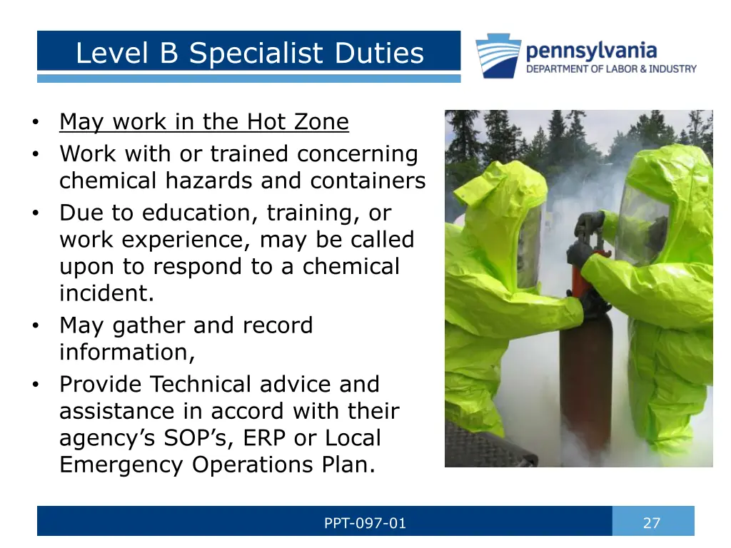 level b specialist duties