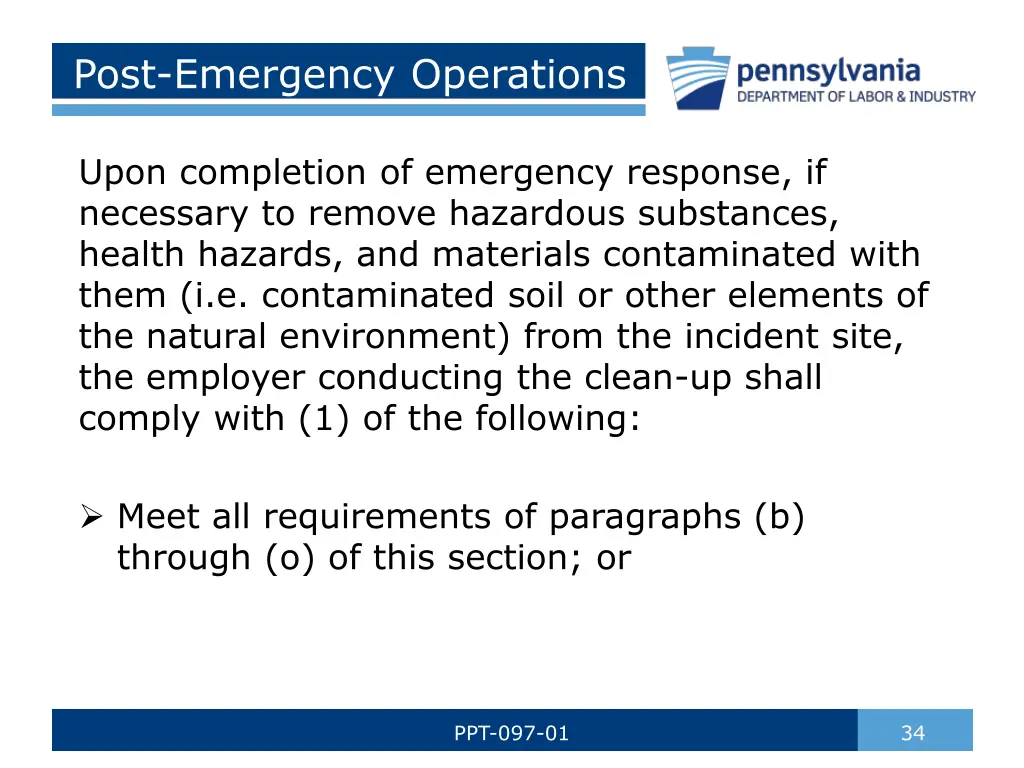 post emergency operations