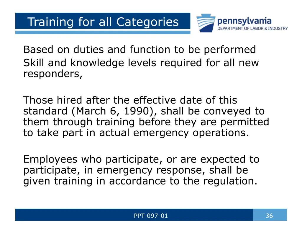 training for all categories