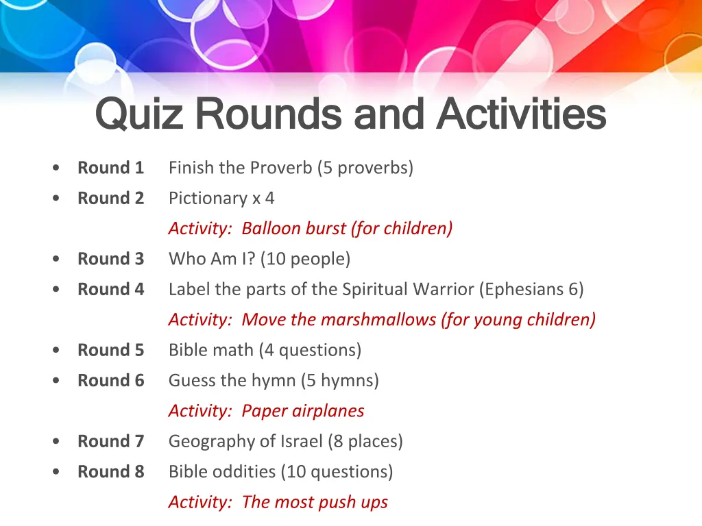 quiz rounds and activities quiz rounds