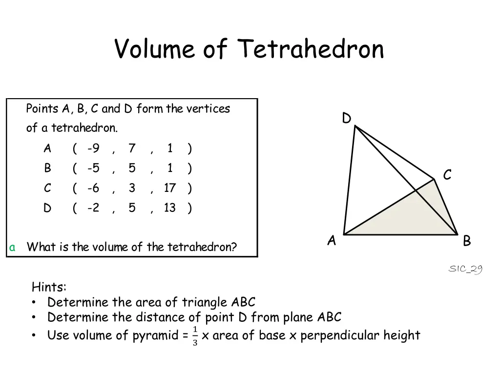 volume of tetrahedron 1