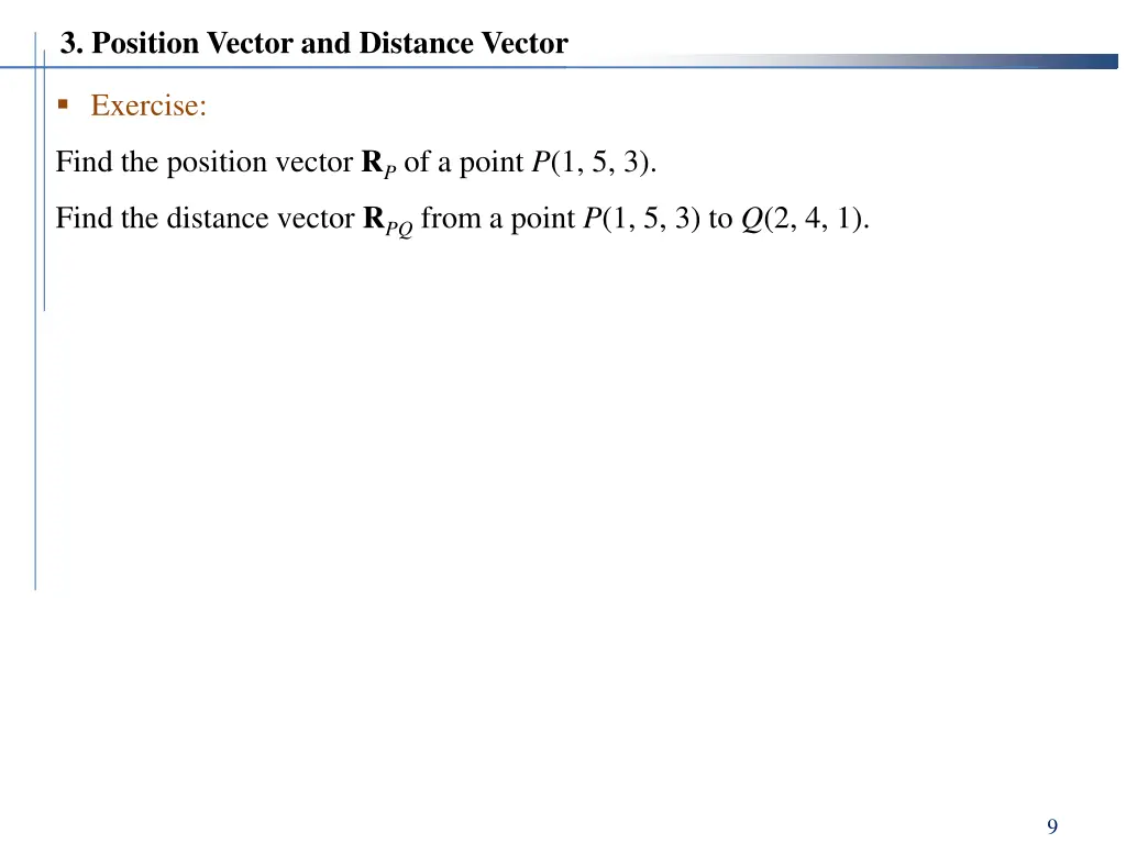 3 position vector and distance vector 1