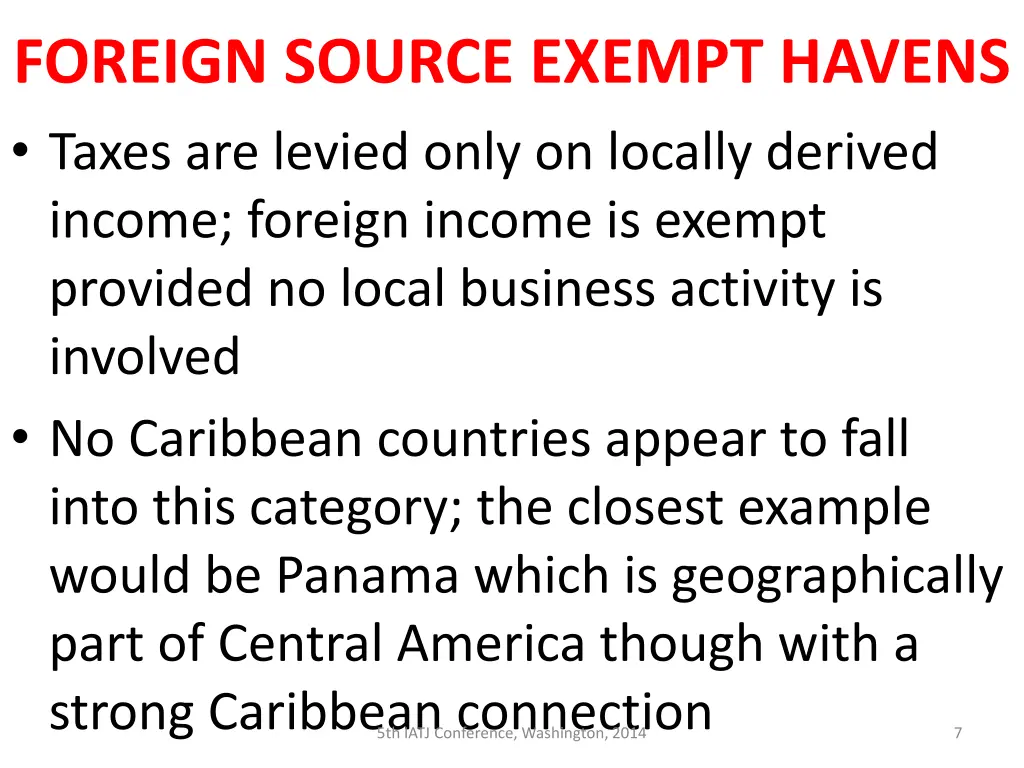 foreign source exempt havens taxes are levied