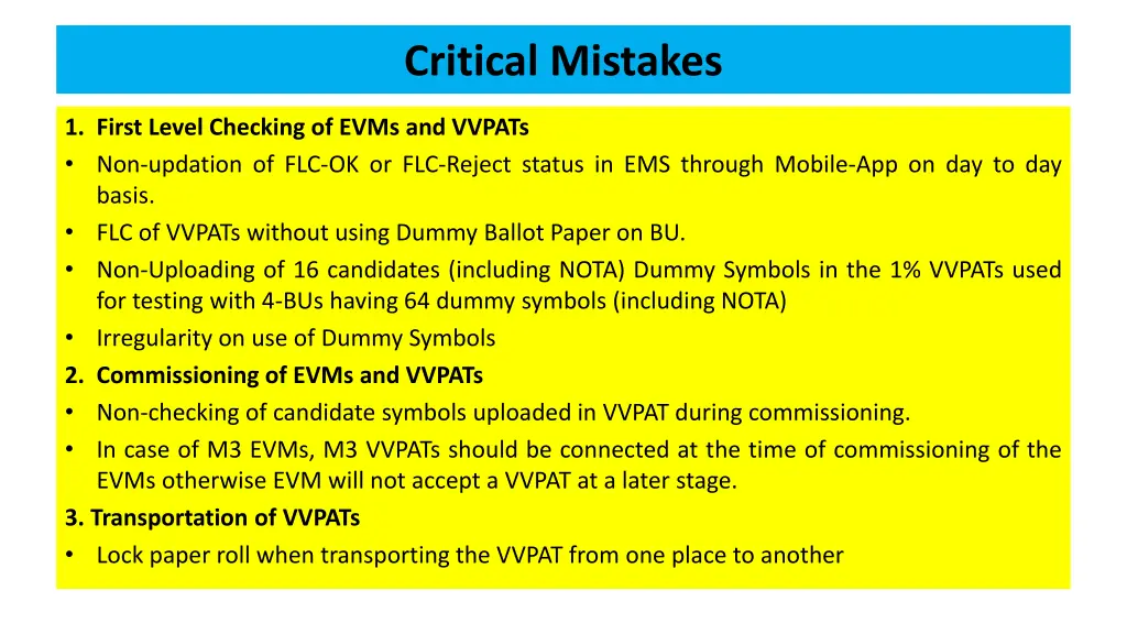 critical mistakes