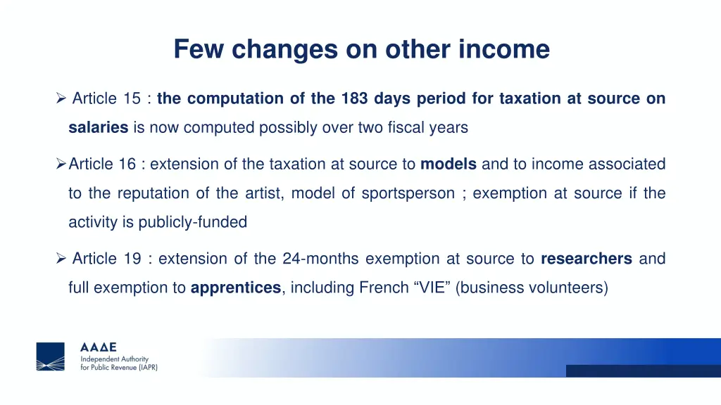 few changes on other income
