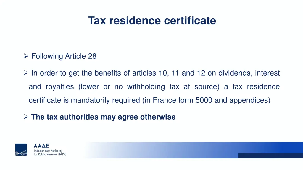tax residence certificate