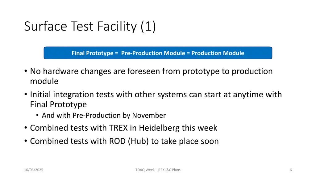surface test facility 1