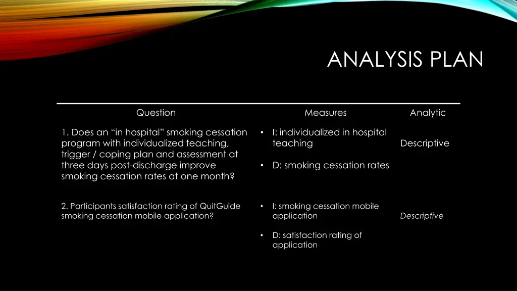 analysis plan