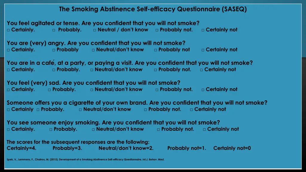 the smoking abstinence self efficacy