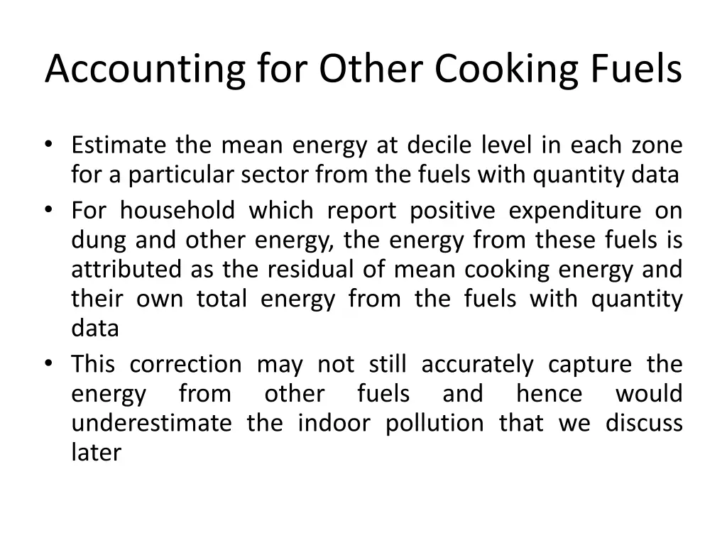 accounting for other cooking fuels
