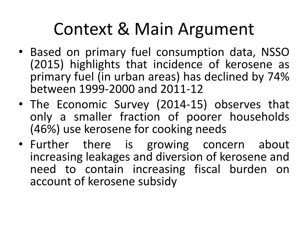 context main argument based on primary fuel