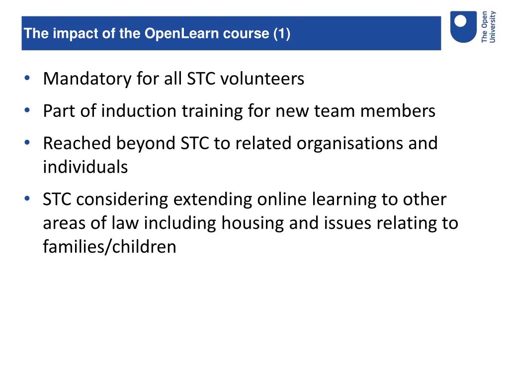 the impact of the openlearn course 1