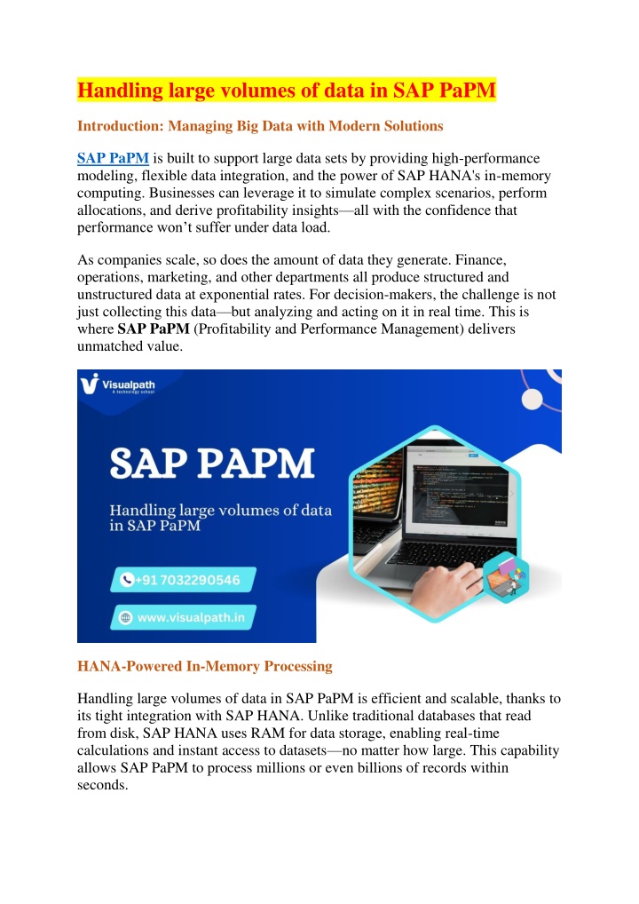 handling large volumes of data in sap papm