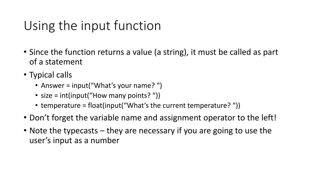 using the input function