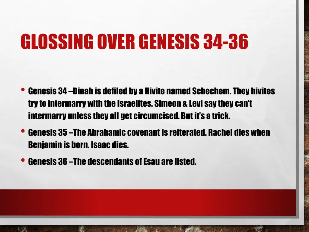 glossing over genesis 34 36