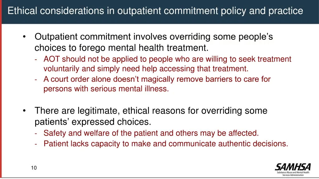 ethical considerations in outpatient commitment