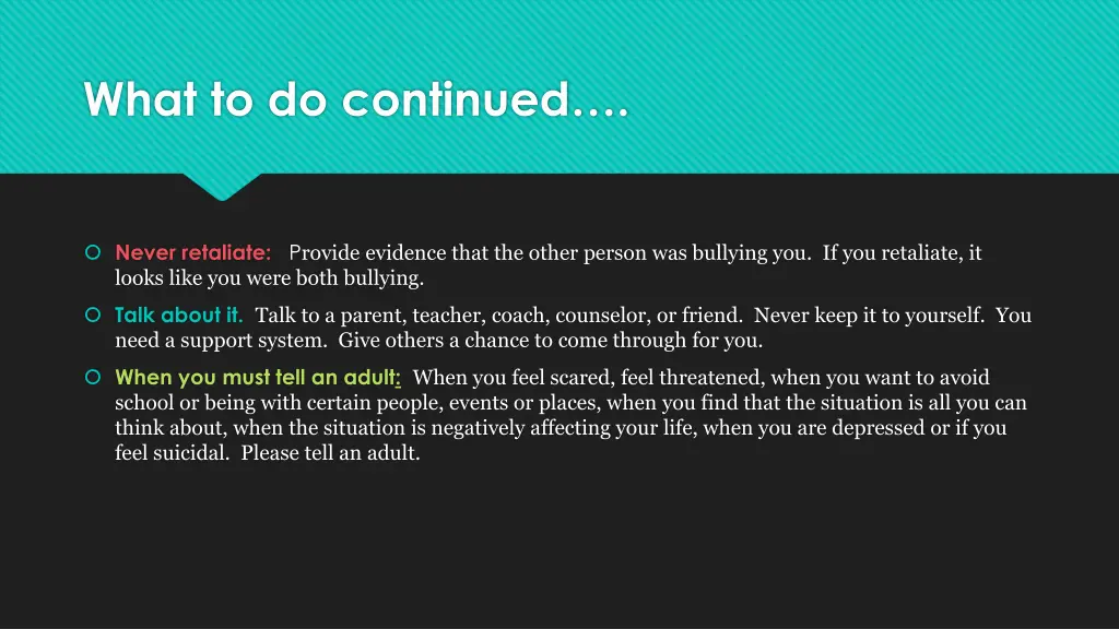 what to do continued