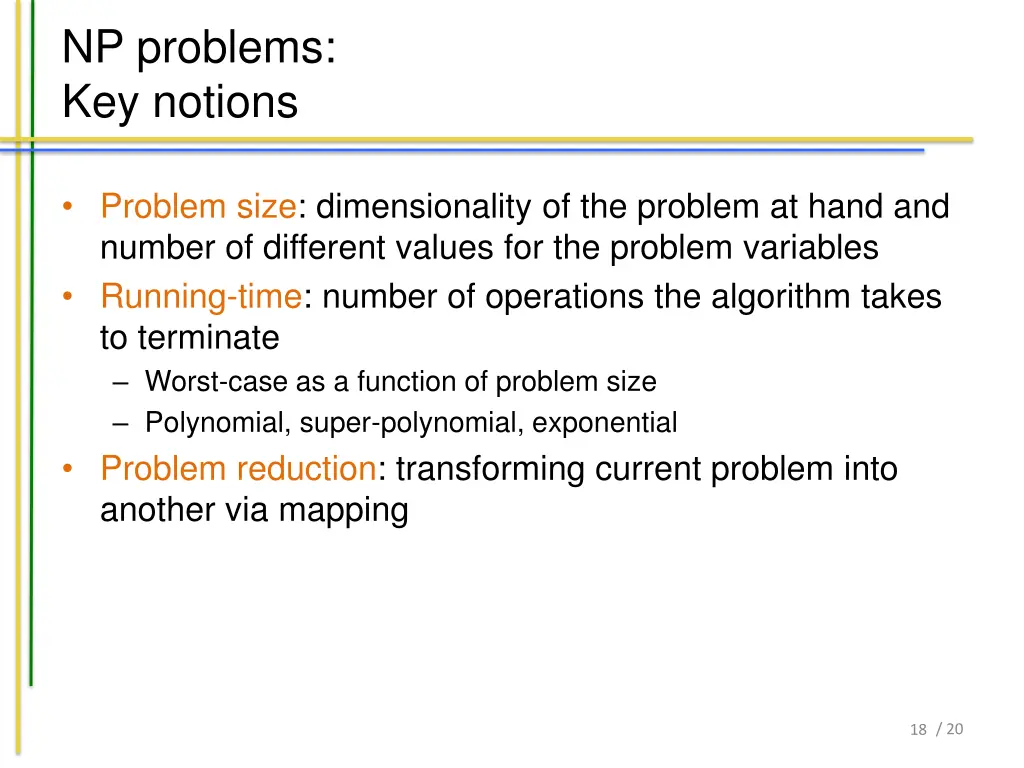 np problems key notions