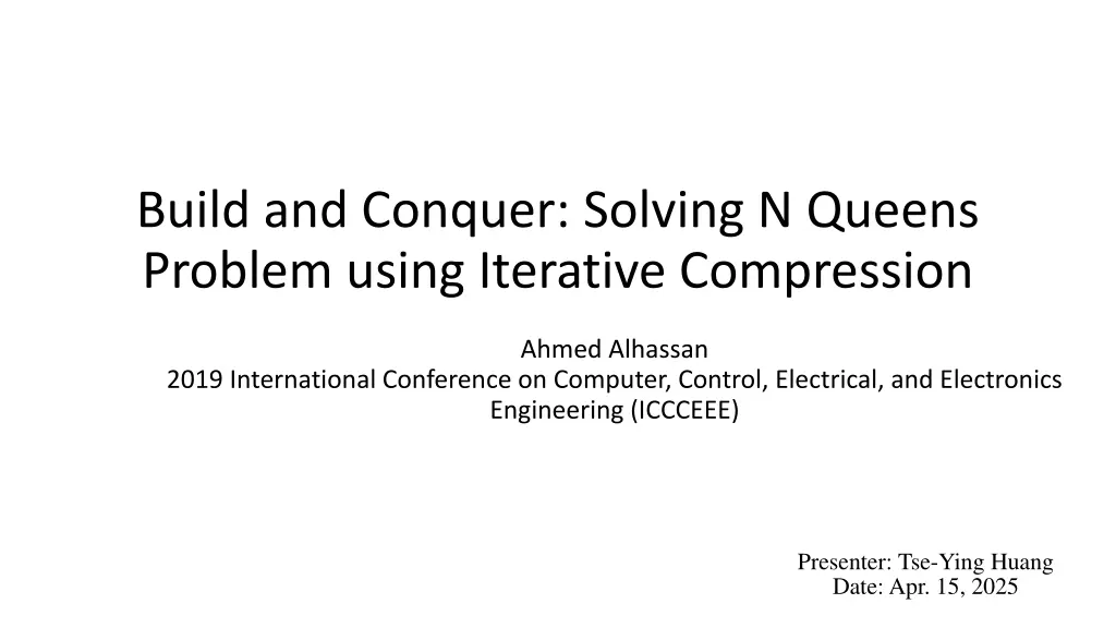 build and conquer solving n queens problem using