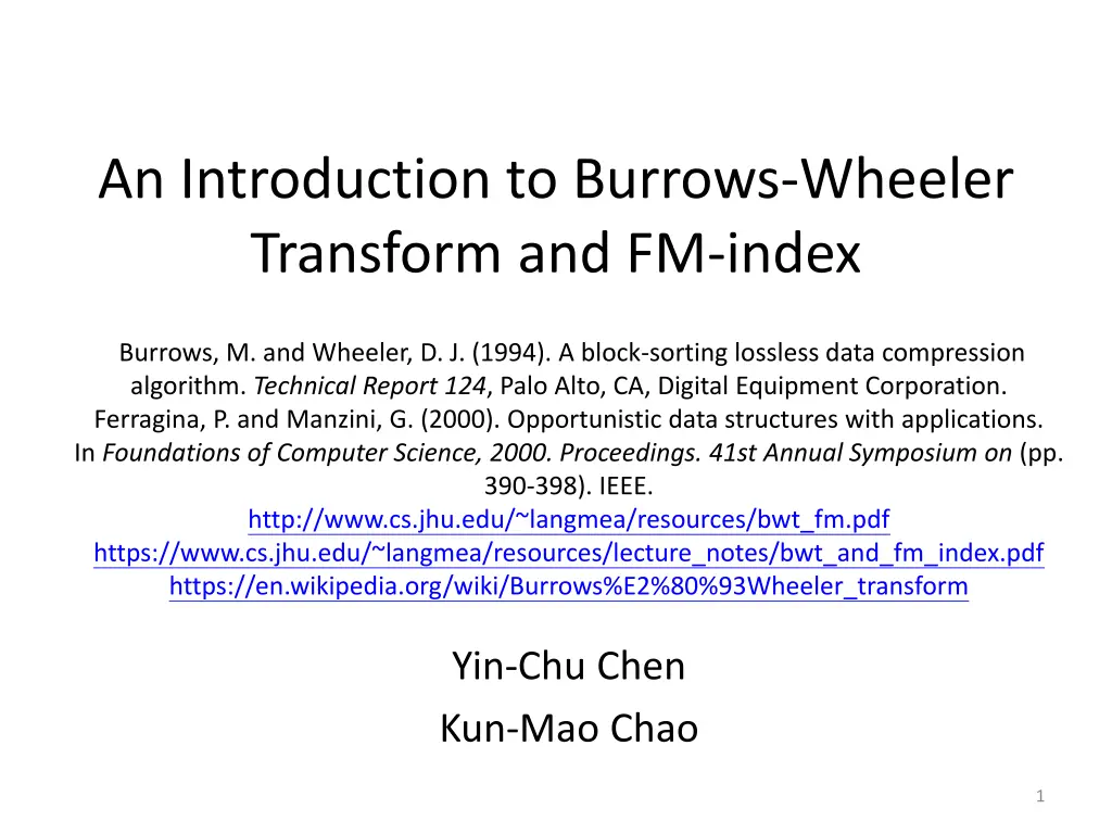 an introduction to burrows wheeler transform