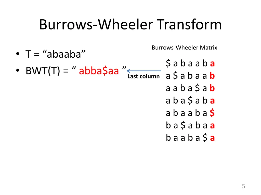 burrows wheeler transform 1