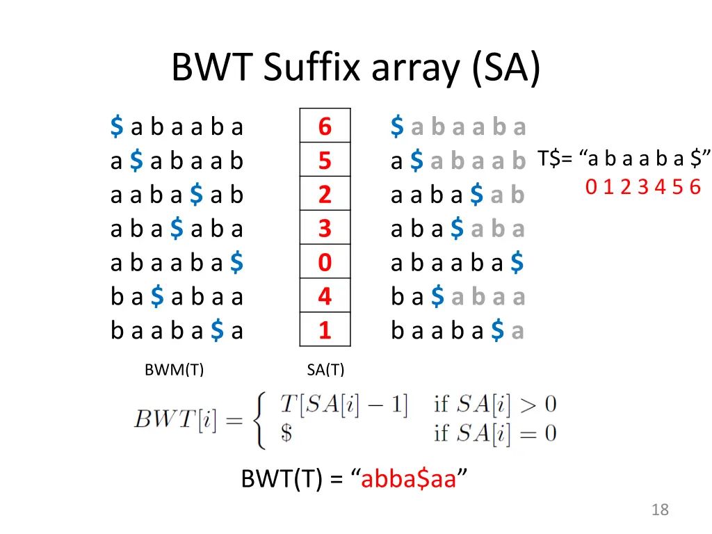 bwt suffix array sa