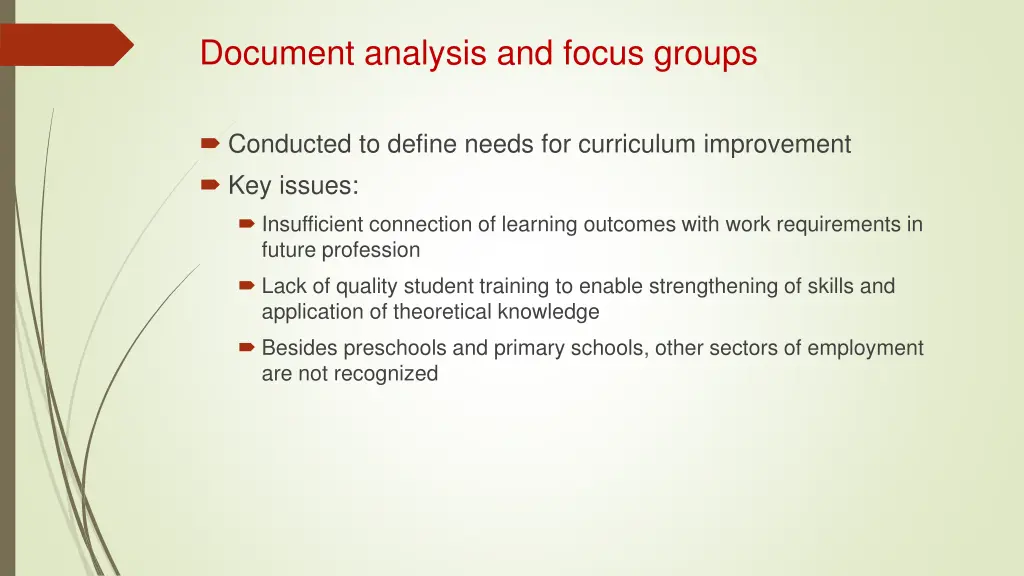 document analysis and focus groups