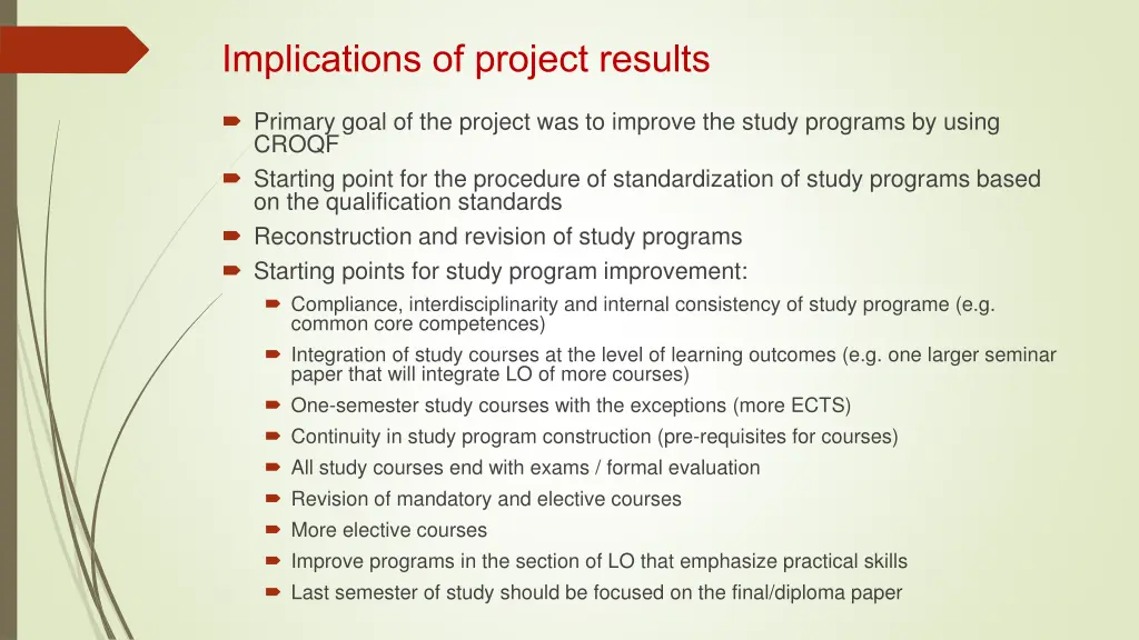 implications of project results