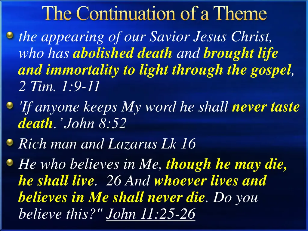 the continuation of a theme the appearing