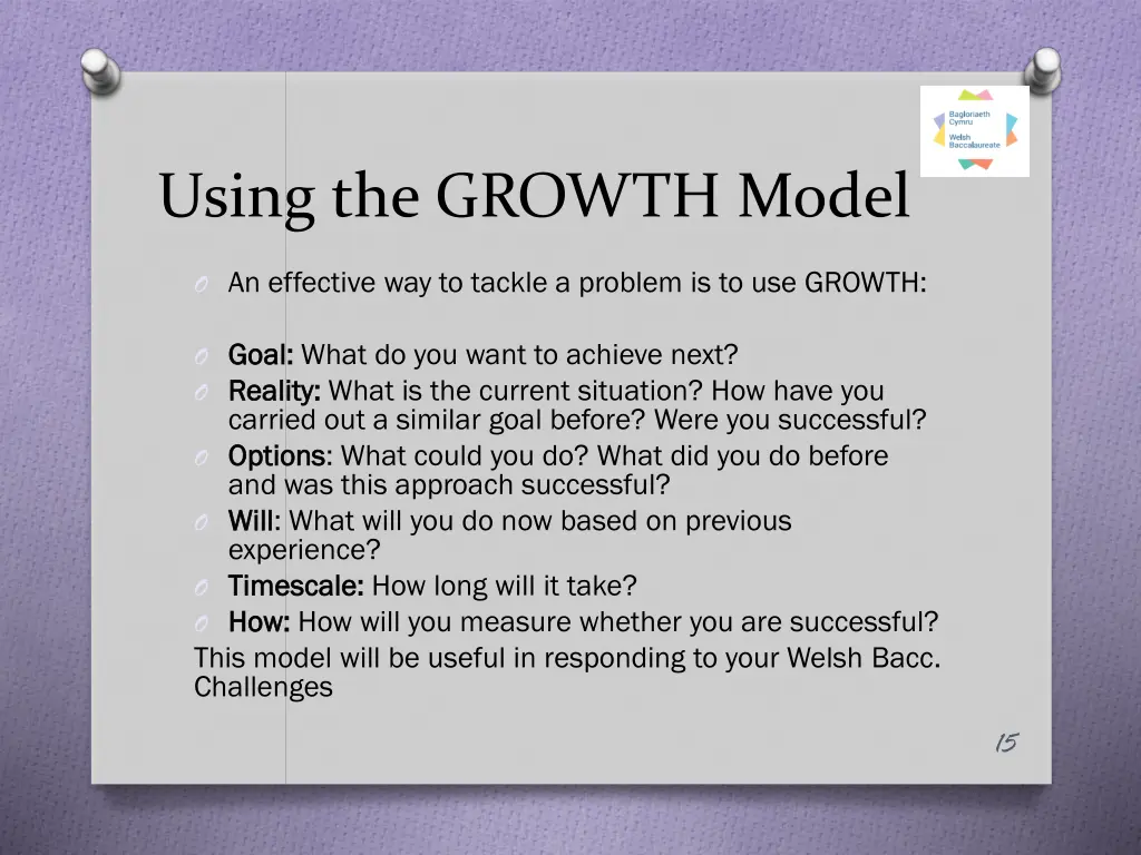 using the growth model