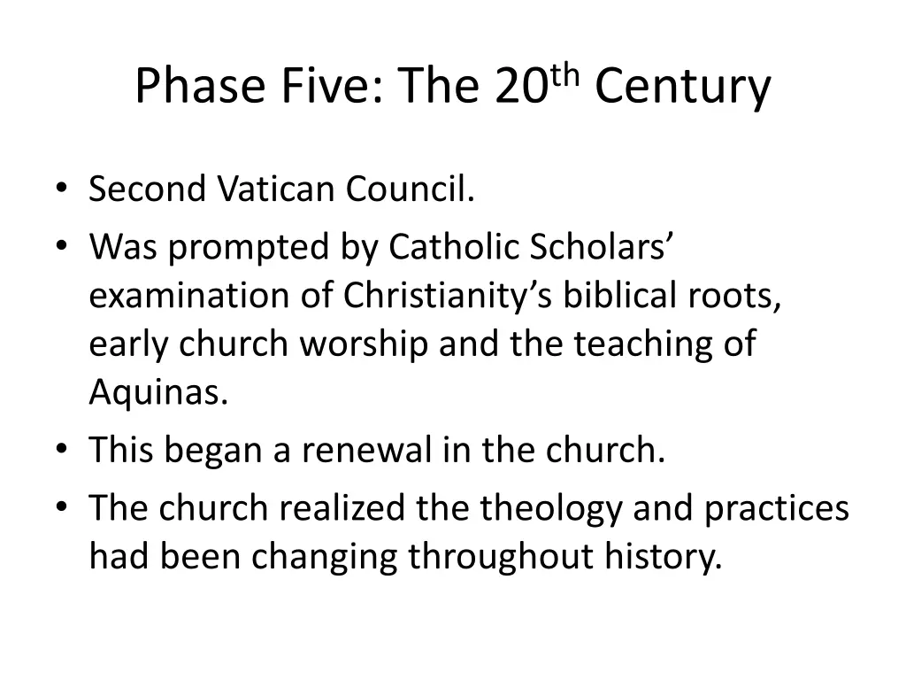 phase five the 20 th century