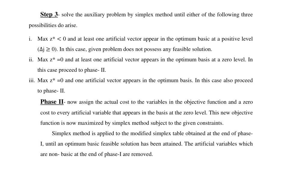step 3 solve the auxiliary problem by simplex