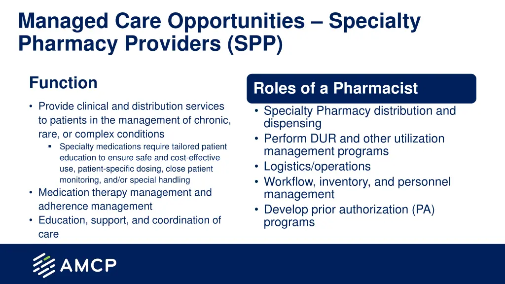 managed care opportunities specialty pharmacy